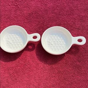 White Ceramic Honeycomb Patterned Dishes. 4 oz.